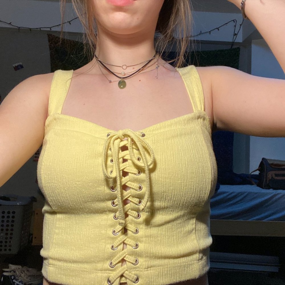 Yellow Corset Crop Top
